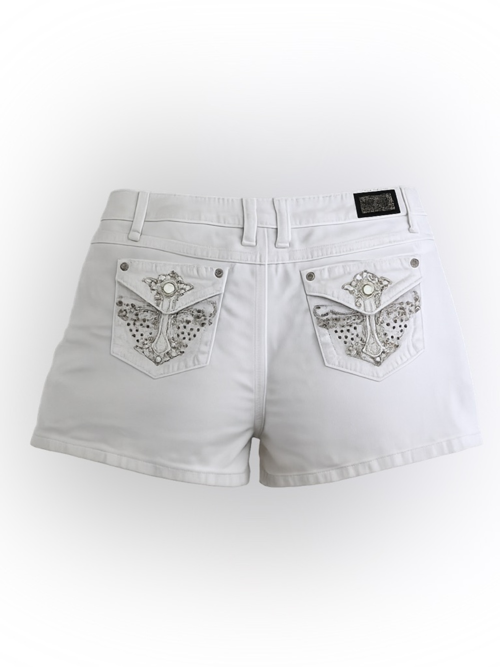 Earl Jeans White Embellished Denim Shorts